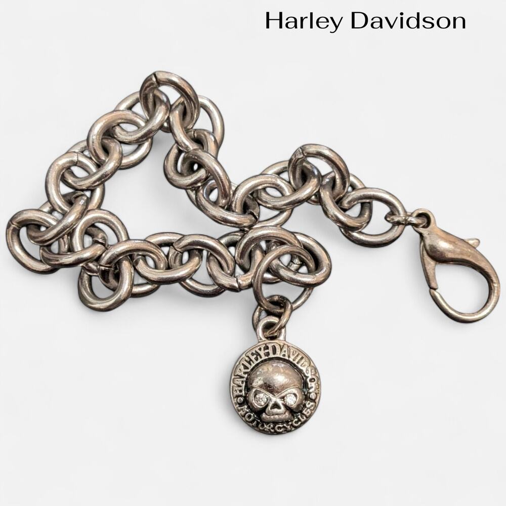 New HARLEY DAVIDSON 3 Chain Barbed Wire & Willie G Skull Wallet Pocket Chain
